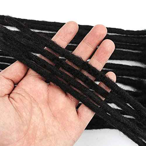 0.8cm Width 12 Inch 30 Strands 100% Human Hair Dreadlock Extensions for Men/Women/Kids 0.8cm Width Full Hand-made Permanent Dread Loc Extensions Human Hair Can be Dyed and Bleached