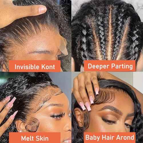 360 Lace Front Wigs Human Hair Pre Plucked Deep Wave 360 Full Lace Human Hair Wigs For Black Women Wet And Wave HD Lace Front Glueless Wigs Curly Wig (Natural Color, 18 Inch)