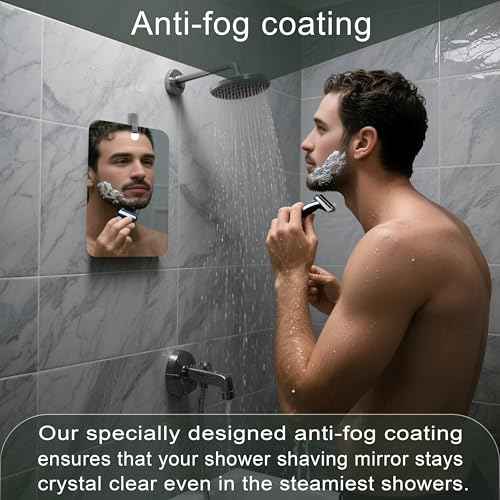 Shower Mirror Fogless for Shaving Men Fog Free Anti Fog Bathroom No Fog Proof Anti-Fog Hanging Shatterproof RV (8" x 6")