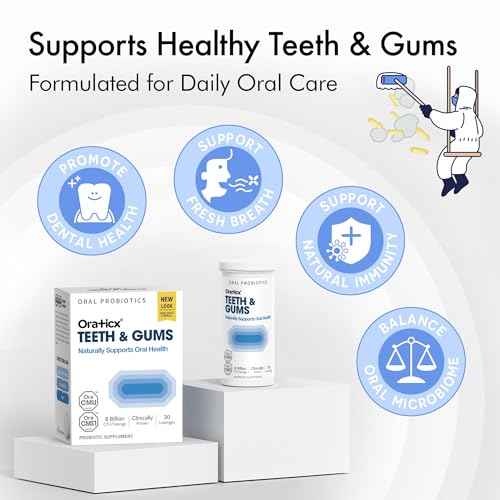 OraTicx Teeth & Gums Oral Probiotics, 8 Billion CFU - Naturally Supports Oral Health, Fresh Breath, and Immunity, Dental Probiotic Supplement, Grape Flavor 30 Lozenges 4-Pack