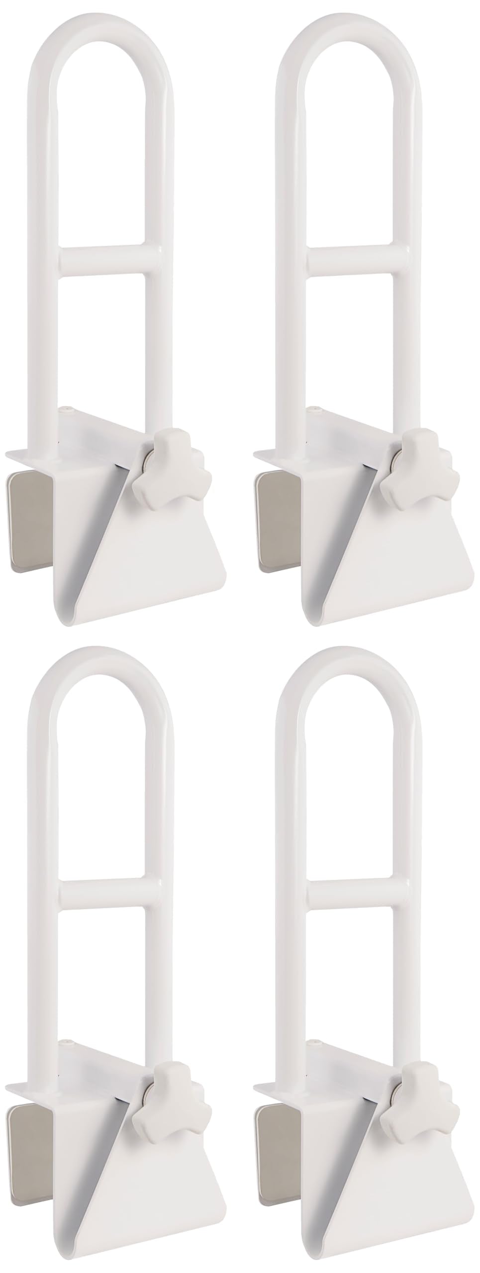 Vaunn Medical Adjustable Bathtub Safety Rail Shower Grab Bar Handle,Stainless Steel,White,(Pack of 4)
