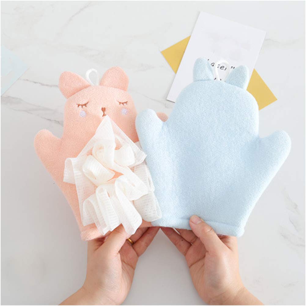 HSENCHO Bath Sponge for Kids Cute Animal Shower Bathing Mitt Loofah Soft Wash Sponge Body Scrub for Baby Toddler (Set of 3