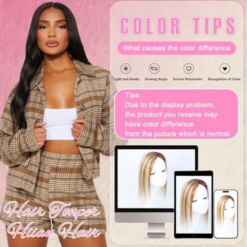 Hair Toppers for Women Real Human Hair 12 Inch 360¡Æ Cover Remy Human Hair Topper for Women with Thinning Realistic Scalp Clip in Pieces Straight Hair (Natural Black, Side Bangs)