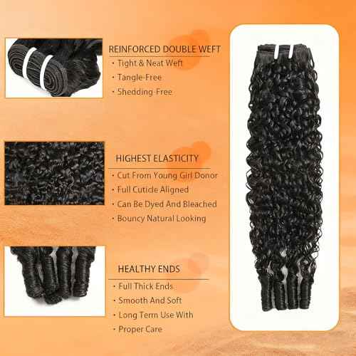 4 Bundles Burmese Curly Bundles Human Hair 12 Inch 3C4A 100% Unprocessed Human Hair Spiral End Quick Water Wave Real Human Hair Extensions Natural Black