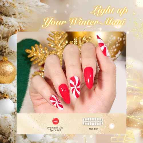 Beetles Christmas Gel Nail Polish Set with Mini LED Nail Lamp Purple Red Green Yellow Gel Polish with Base Top Coat Nail Art Brushes Salon DIY Gift Basket for Women