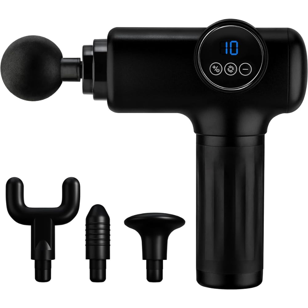 SPA SCIENCES - SmartGun Elite – Therapeutic Deep Tissue Percussion Massager – for Muscle Soreness - with Interchangeable Heads, 10 Intensity Levels and Smart Comfort Pulse – USB Rechargeable