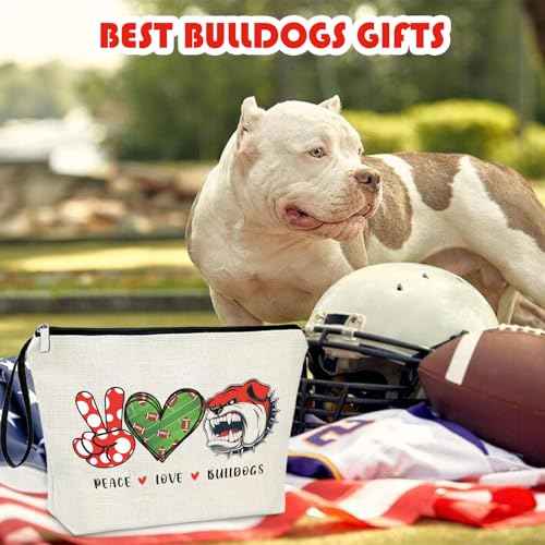 Bulldogs Lover Gift Makeup Bag Gift for Bulldogs Lover Football Basketball Sports Gift Merch Bulldog Spirit Peace Love Bulldogs