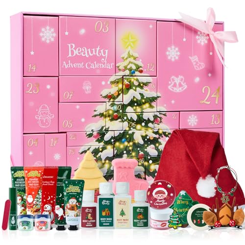 Advent Calendar 2025 Beauty Advent Calendar for Women 24 Days Christmas Gifts, Hand Cream Body Lotion 2025 Advent Calendars for Adult Advent Skincare Calendar for Girls 24pcs Countdown Gift Stocking Stuffers