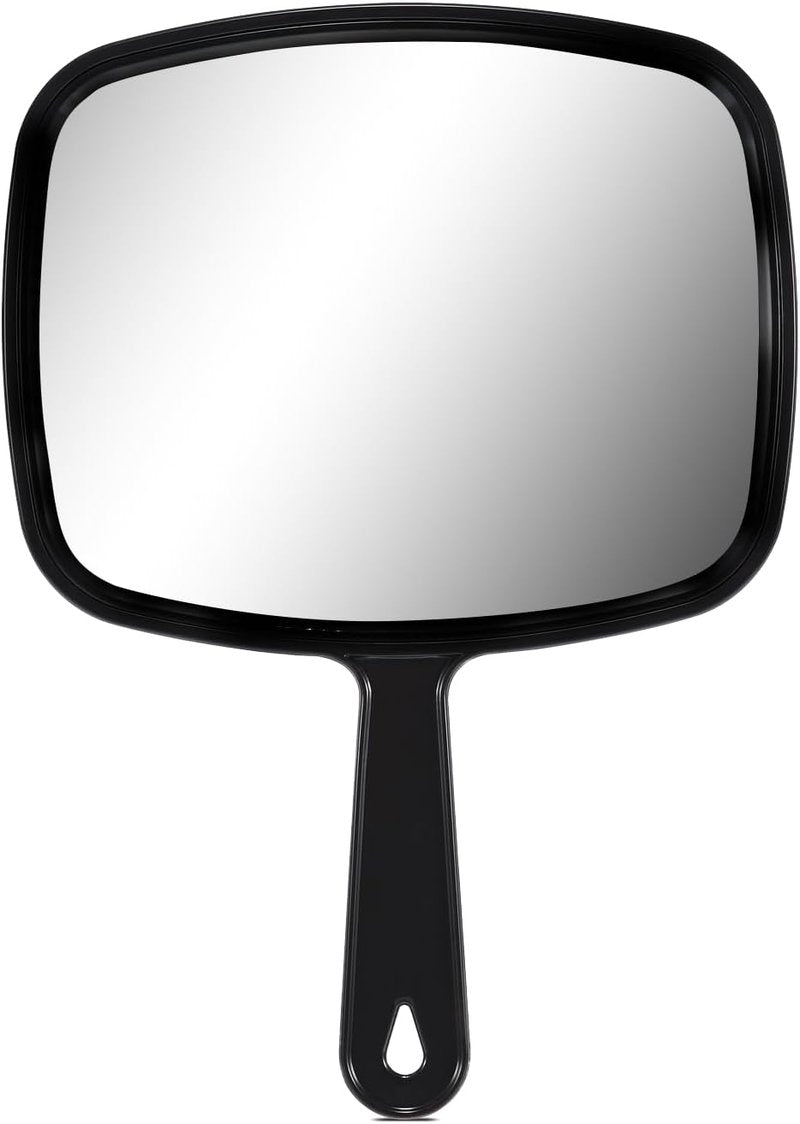 OMIRO Hand Mirror - 10.3" x 7.4" All Black Handheld Mirror with Comfortable Handle