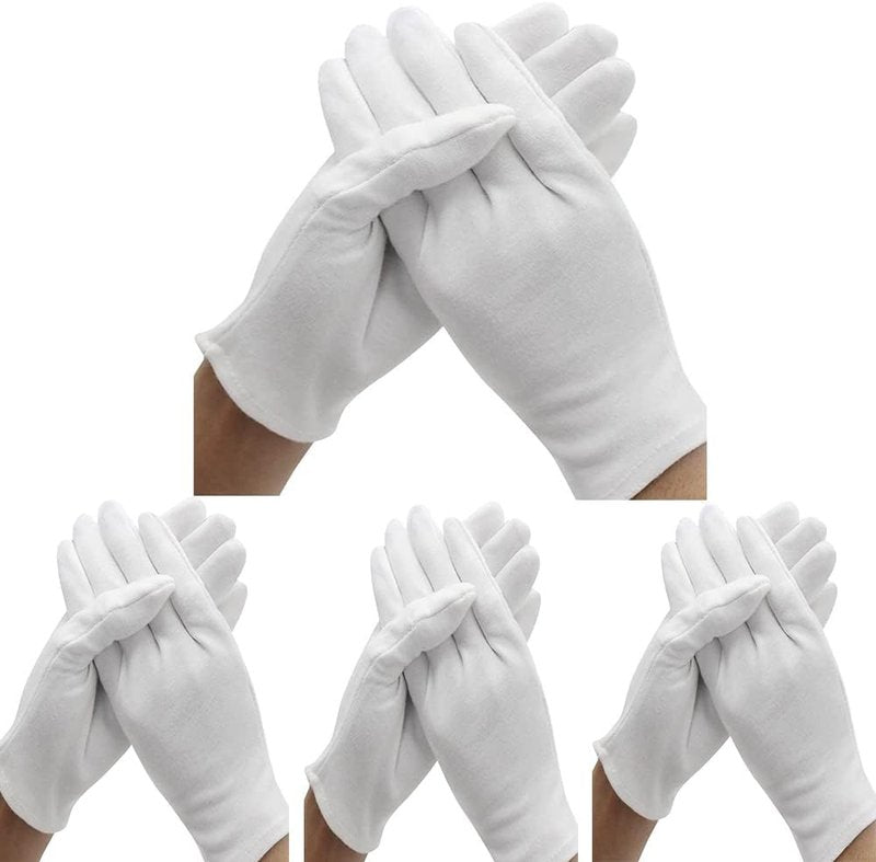 Regine Switzerland 24 Pcs White Cotton Gloves - Moisturizing Hand Spa & Eczema Relief, Stretchable Fit