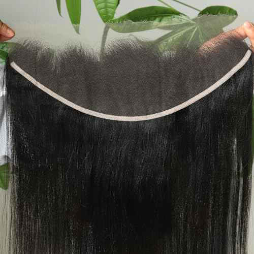 BEEOS Yaki Straight 13x4 SKINLIKE Real HD Lace Frontal, Pre-Plucked Hairline Bleached Knots 0.10mm Ultra-thin Invisible HD Lace Human Hair Closures 14 Inch