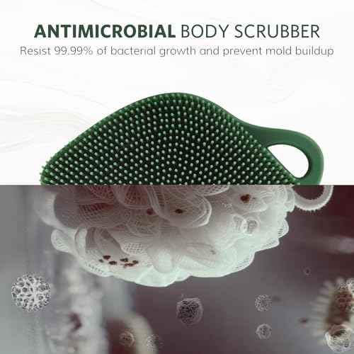Sndyi Christmas Silicone Body Scrubber, Limited Edition Leaf-Shaped Shower Brush for Gentle Cleanse & Exfoliation, Soft Silicone Loofah Body Brush for Sensitive Skin, Perfect Holiday Gift, Evergreen