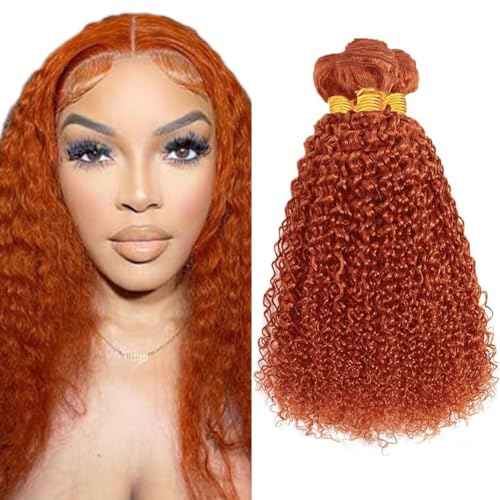 Color 350 Kinky Curly Bundles Orange Human Hair 3 Bundles Curly Wave Brazilian 100% Unprocessed Virgin Extensions Double Weft Bundle 26 28 30 Inch