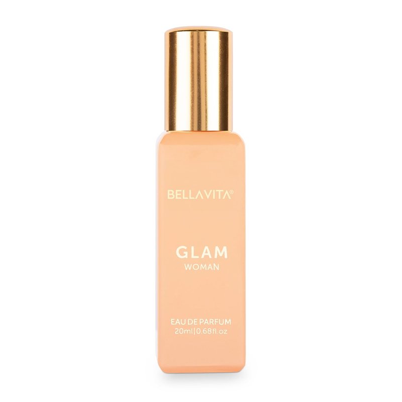 Bellavita Luxury GLAM Eau de Parfum | 20 ml (0.7 fl.oz.) | Travel Size Perfume for Women | White Floral, African Orange, Jasmine, and White Honey Notes | Long Lasting Women's Fragrance