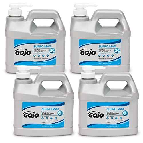 GOJO SUPRO MAX Hand Cleaner, 1/2 Gallon Heavy Duty Hand Cleaner Pump Bottle (Pack of 4) ? 0972-04