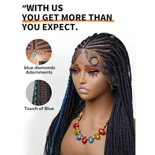 GORGIUS Braided Lace Front Wigs Pre Plucked Knotless Box Braid Wig with Baby Hair Pre Braided Glueless Synthetic Cornrown Wig For Women