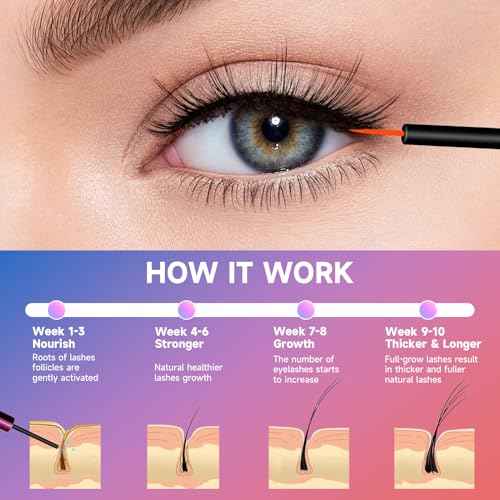 Eyelash Growth Serum, Eyelash Serum for Fuller, Thicker and Longer-Looking Lashes, Advanced Lash Enhancement Natural Formula Vegan Cruelty-Free 5ML