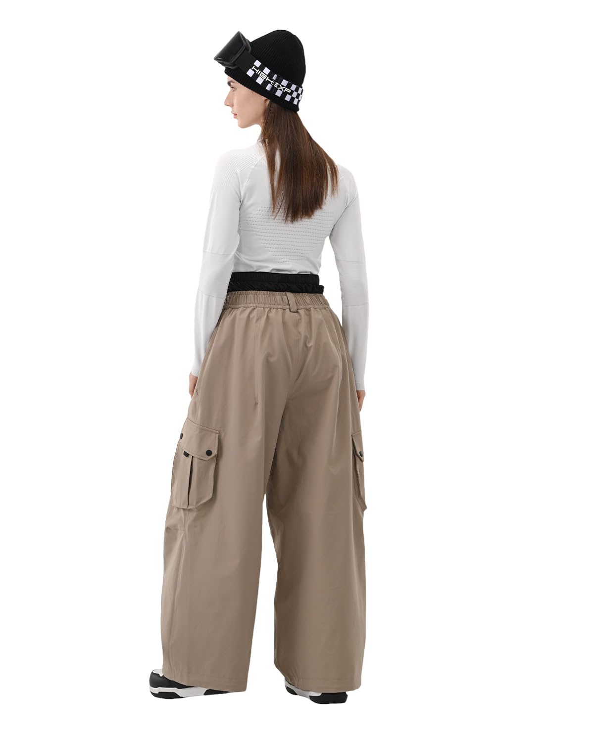 HIGH EXPERIENCE Snowboard Pants for Women Men Baggy Ski Pants Snow Loose Warm Insulated Winterproof Waterproof (Khaki, Small)