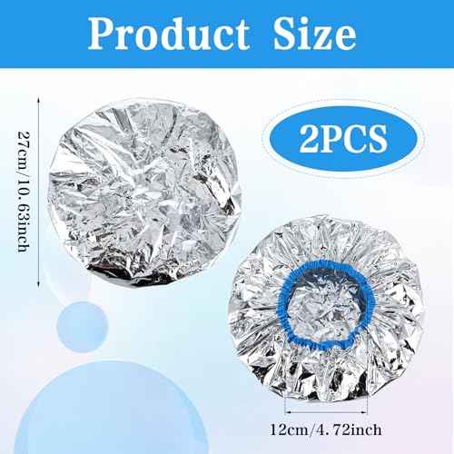2 Pcs Heat Cap for Deep Conditioning Hair Cap for Oil Treatment Double Layer Aluminum Foil Heat Cap Reusable Steam Cap Processing Caps Shower Cap for Long Thick Hair Dyeing Home Salon Black Blue