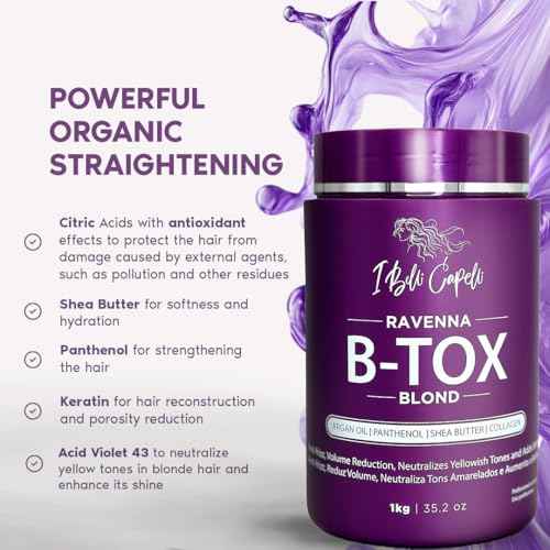 I Belli Capelli Ravenna Hair B-tox Treatment for Blond Hair, Formaldehyde-Free- Cirugia Capilar Para el Cabello- Anti-Frizz, Smoothing- 35.2 oz(1kg), 2 units