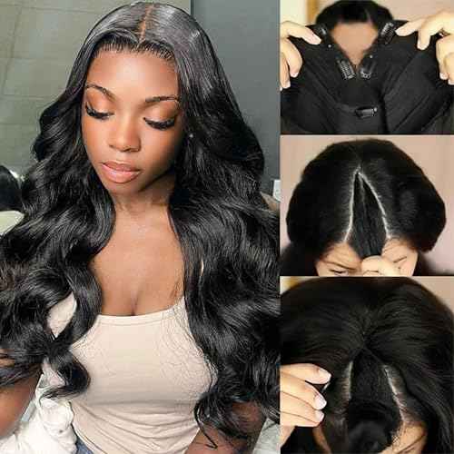 V Part Wig Human Hair Body Wave for Black Women Upgrade U Part Human Hair Wig 100% Beginner Friendly 200% Density Natural Color (16 inch)