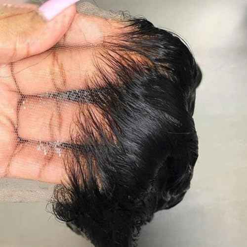Water Wave 4x4 SKINLIKE Real HD Lace Closure Only Single Knot Human Hair 18 In,12A Virgin 0.09 mm Ultra-thin Invisible Wet n Wavy Curly Swiss HD Lace Closure Pre Plucked Free Part Natural Black