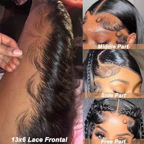 13x6 Lcae Frontal Human Hair Pre Plucked Transparent with Baby Hair Free Part 100% Virgin Human Hair 150% Density Ture Size(13x6 Frontal, 20 Inch)