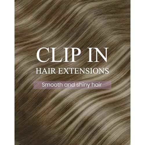 LaaVoo Human Hair Clip in Extensions Brown Real Hair Extensions Clip in Human Hair Dark Brown to Light Brown with Blonde Balayage Hair Extensions Clip ins Long Straight 20 Inch 120g 7pcs