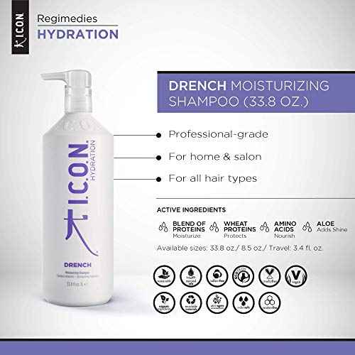 I.C.O.N. Drench Moisturizing Shampoo, Salon-Quality Hair Care, 33.8-Ounce Bottle