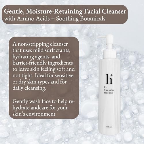 NKG h+ Mild Wash ? Gentle Japanese Gel Cleanser for Sensitive Skin ? Developed by Japanese Dermatalogist ? Fragrance-Free, pH-Balanced Face Wash, 200mL