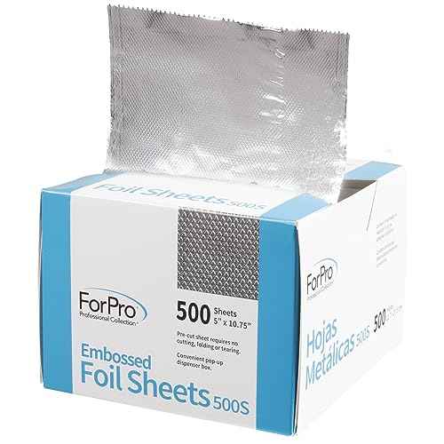 ForPro Professional Collection Embossed Foil Sheets 500S, Aluminum Foil, Pop-Up Dispenser, for Hair Color Application and Highlighting Services, Food Safe, 5¡± W x 10.75¡± L, 500-Count (Pack of 12)