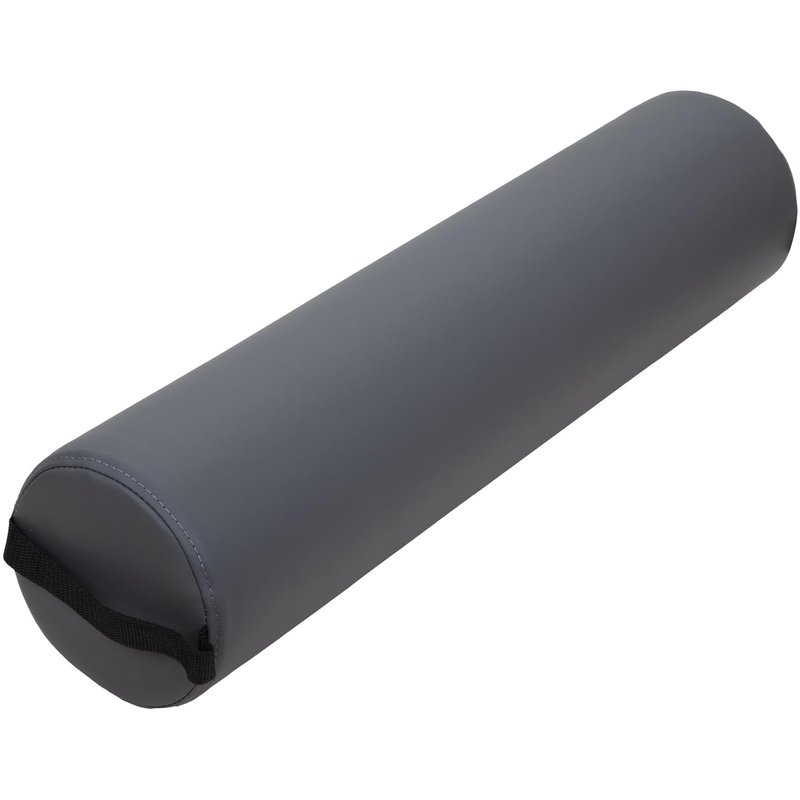 ForPro Full Round Bolster Pillow - Cool Grey, Oil & Stain-Resistant for Massage & Yoga, 6” R x 26” L