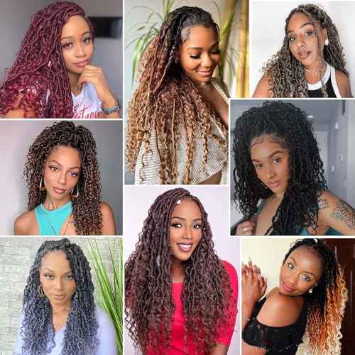 Col Bling Goddess Locs Crochet Hair for Black Women 14 Inch, 8 Packs Faux Locs Crochet Hair, Boho Style River Locs Hair with Curly Ends (14Inch, 1B, 8Packs)