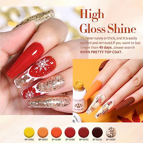 Born Pretty Fall Winter Gel Nail Polish Set Autumn Gel Polish Orange Pumpkin Cozy Campfire Brown Caramel Burgundy Wine Red Green Coffee Gel Nail Polish Fall Colors Collection 39PCS