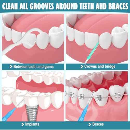 Lezmarket 450PCS Interdental Brushes and Flosser Picks Kit, Braces Brushes, Soft Picks and Dental Floss Sticks for Teeth, Braces Cleaner Brush Tooth Floss Pick Between Teeth Brushes for Braces
