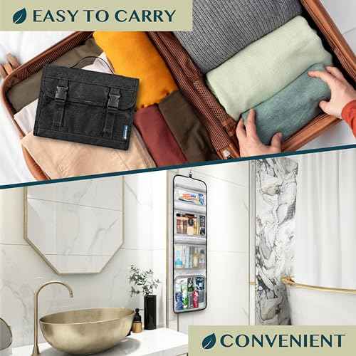 PAVILIA Travel Hanging Toiletry Bag for Women Men, Large Capacity Makeup Bag Kit, Waterproof Cosmetic Storage Organizer Case for Bathroom Shower