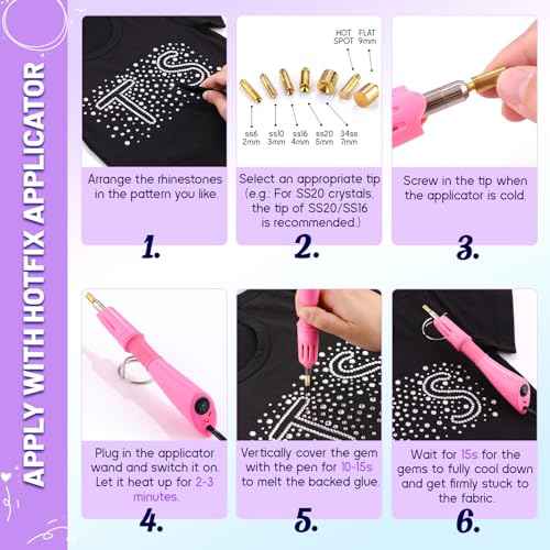 6800Pcs Hotfix Rhinestones for Clothing, Crystal AB 2-5mm Mixed Sizes Iron On Flatback Glass Gems, Bedazzling Crystals Rhinestones for Crafting Hats Shoes Fabric Decor Nail Art