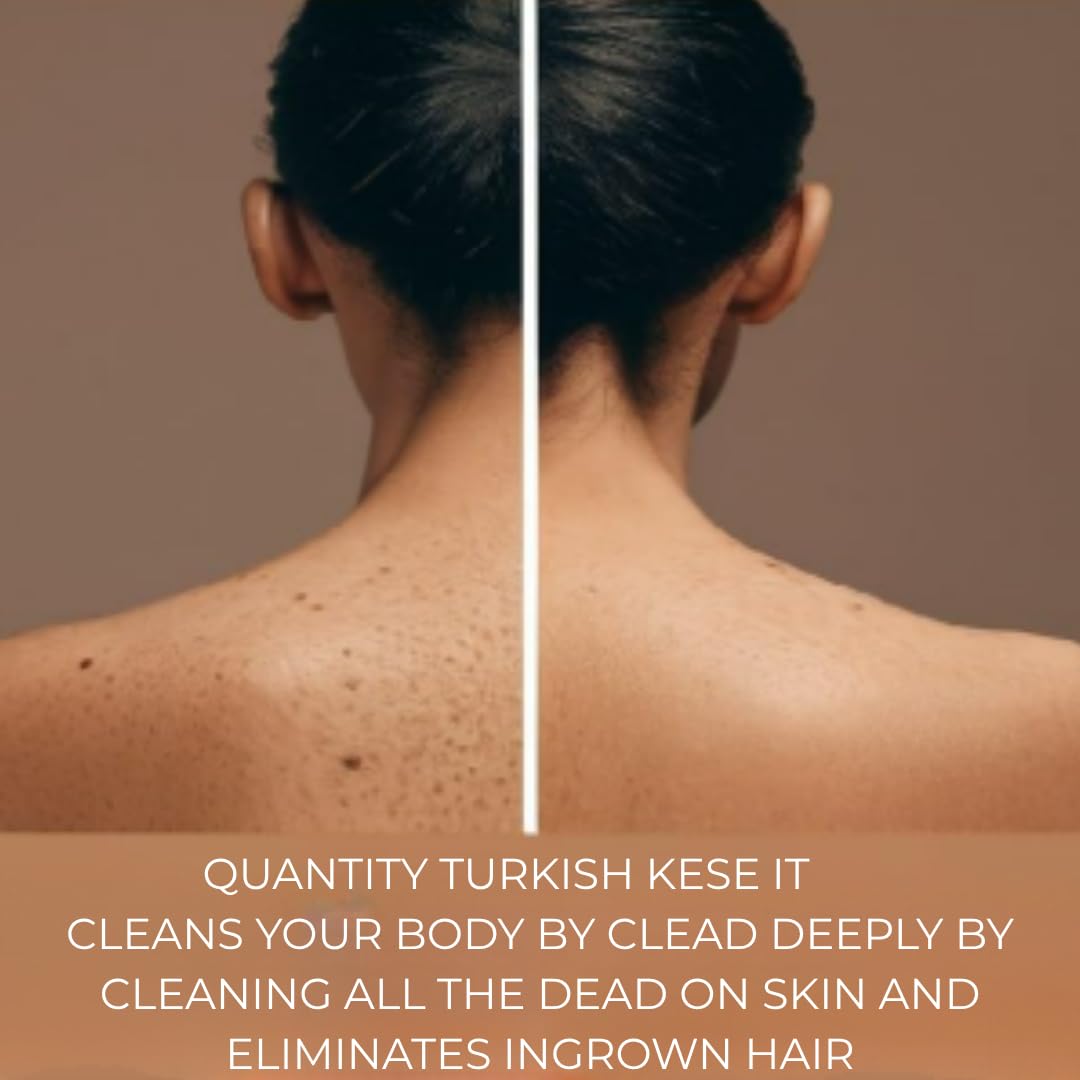 Turkish Hammam Exfoliating Glove Set – 4 PCS Natural Silk Kese Mitt for Deep Body Scrub, Dead Skin & Tan Remover, Spa Quality Bath Exfoliation for Men & Women