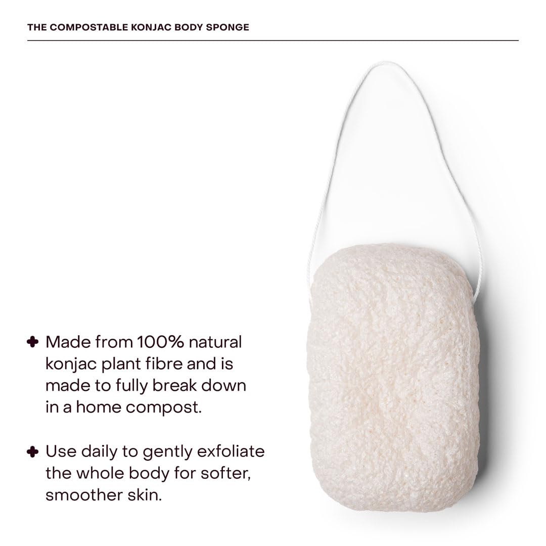 Everist The Compostable Konjac Sponge, 100% Natural Plant-Fiber Cleansing & Reusable Shower Sponge for Smoother Skin, Gentle Exfoliation, 1 Each