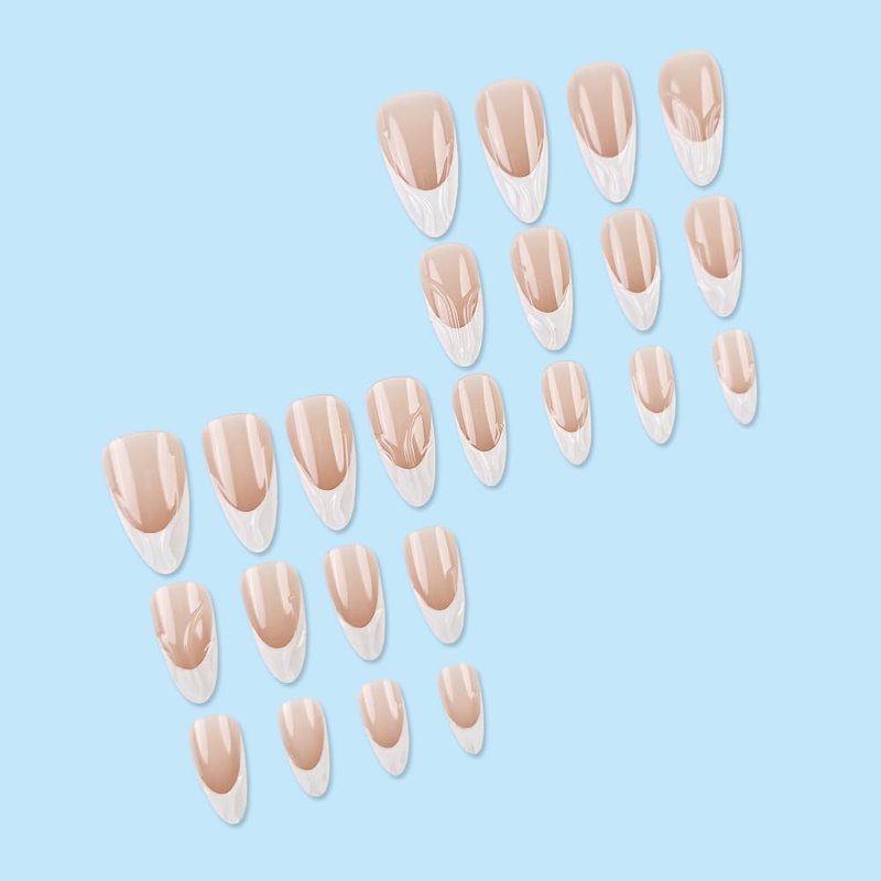 MRSCOL Press on Nails-Vanilla Cream,32 Pcs Square Press On Nails，Press On Nails Short Reusable 16 Sizes - 32 Nail Kit with Glue