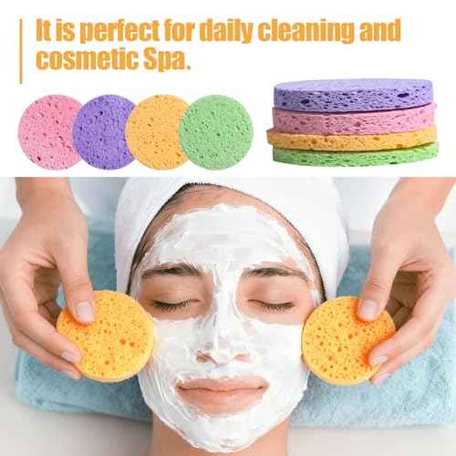 BS-MALL Compressed Facial Sponges - 80-count Reusable Cotton Pads For Face Cleansing,100% Natural Cosmetic Spa Sponges for Facial Cleansing, Soft Travel-friendly With Multi-purpose Daily Use