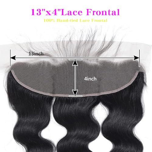 13x4 Lace Frontal Closure Body Wave Frontal Ear to Ear HD Lace Frontal Human Hair 100% Brazilian Virgin Human Hair Closure 16 Inch Frontals Hair Pieces for Women Free Part 150% Density