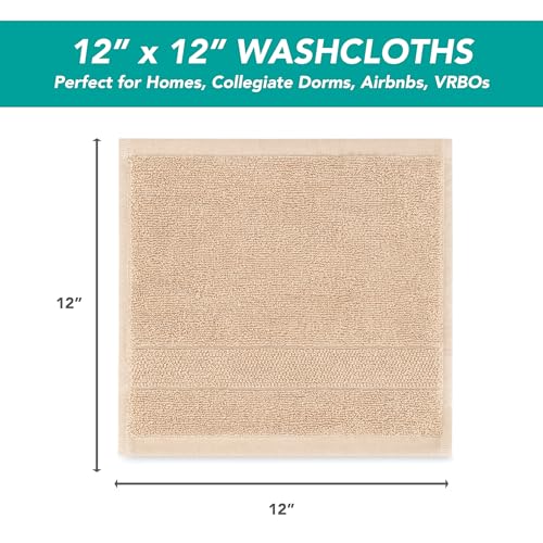 Arkwright Premium Washcloths - (Pack of 24) - Soft & Absorbent, 100% Ringspun Cotton, Contemporary Design Wash Cloths with Dobby, Multipurpose Fingertip Towels, White