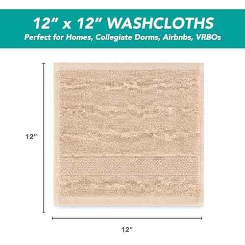 Arkwright Premium Washcloths - (Pack of 12) - Soft & Absorbent, 100% Ringspun Cotton, Contemporary Design Wash Cloths with Dobby, Multipurpose Fingertip Towels, White