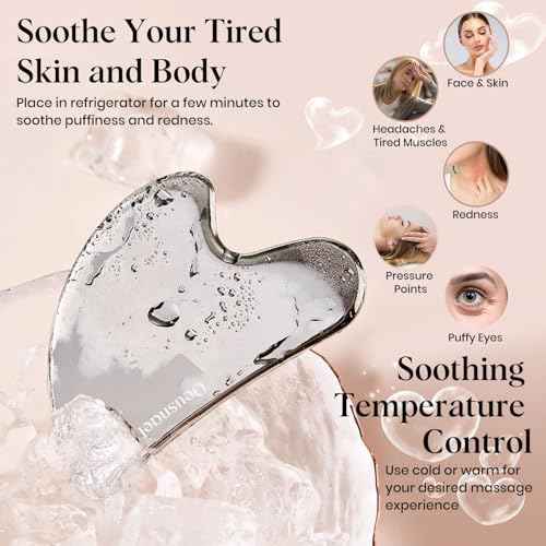 Stainless Steel Gua Sha Facial Tools, Lymphatic Drainage Massager for Face Sculpting, Chin & Jawline Shaper, Metal Guasha Tool for Body Eyes Neck, Self Skin Care Gift for Women Men with Pouch