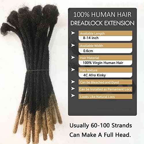 0.6 cm Thickness 14 Inch #T1B/27 30 Strands 100% Real Human Hair Dreadlock Extensions for Men and Women. Handmade for Full Head, Can Be Dyed and Bleached. Dreadlocks Bulk Permanent Locs