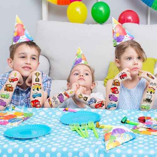 Cars Birthday Party Supplies, 34Pcs Temporary Tattoos Party Gifts, Removable Fake Tattoo Stickers for Goody Bag Treat Bag Stuff for Cars Birthday Decorations