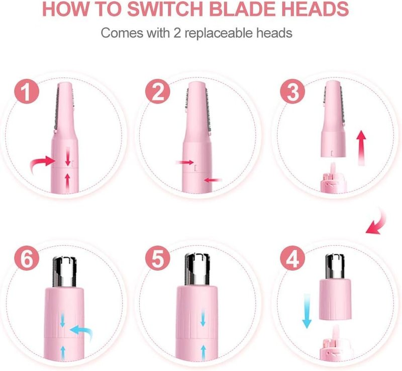Hair Trimmer for Face, Eyebrow, Nose & Body Hair Removal - Dual Blades, Battery Powered, All-in-One Solution for Men & Women