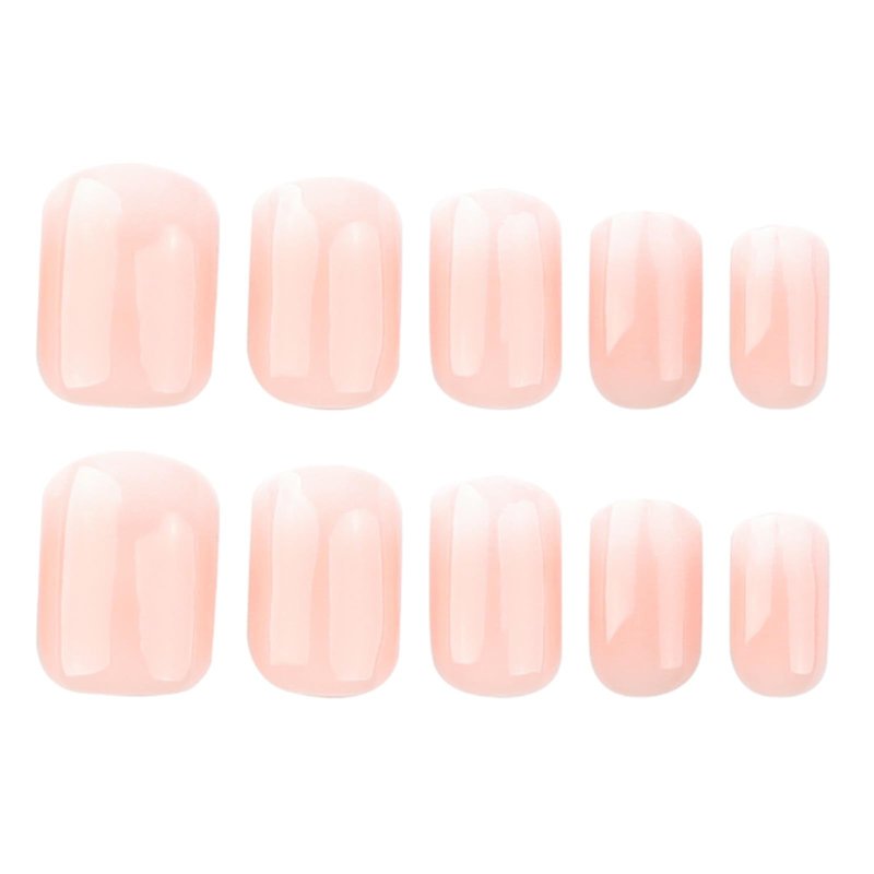 Hkanlre Medium Nude Press on Nails Cute Fake Nails Tips Full Cover Square False Nails Gradient for Women 24PCS