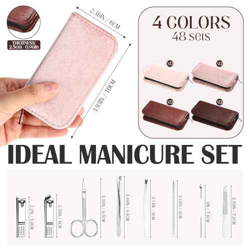 Coume 48 Set Christmas Men Gift Bulk Nail Care Kit Stainless Steel 8 in 1 Manicure and Pedicure Set with Travel Case Baby Shower Prizes for Employee Appreciation Teacher Staff Coworkers(Brown Series)